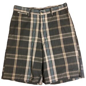 RedHead Men's Brown‎ Plaid Flat Front Cotton Shorts Size 30